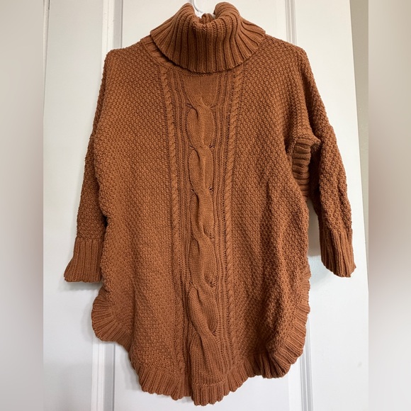 Express Cowl Neck Cable Knit Sweater Camel Size Medium - Picture 3 of 7